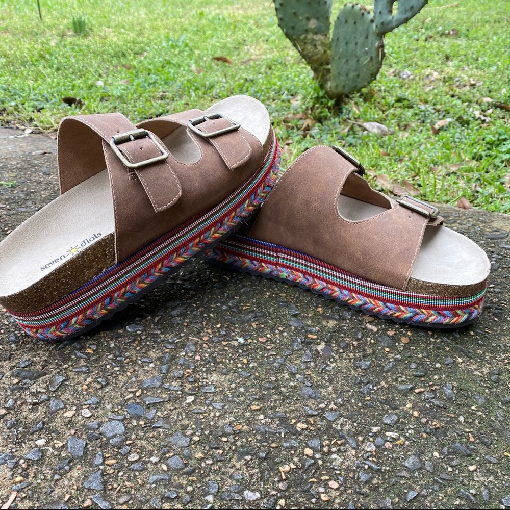 Seven Dials Braided Jute Platform Slide Brown